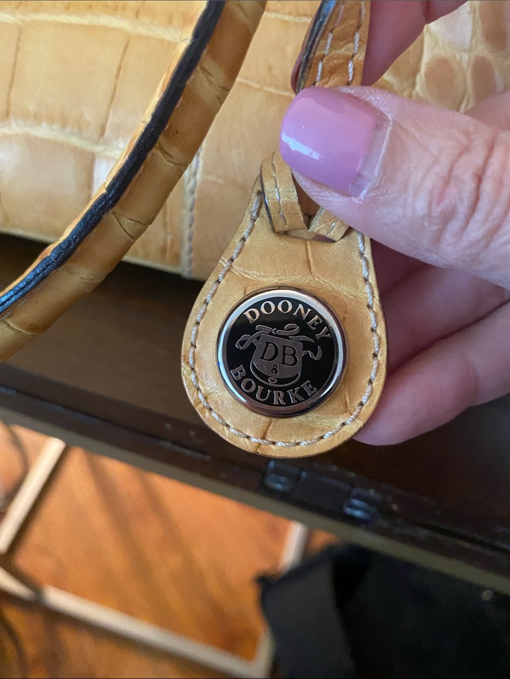 Dooney & Bourke Mustard Croc-Embossed Shoulder Bag - Picture 2 of 8